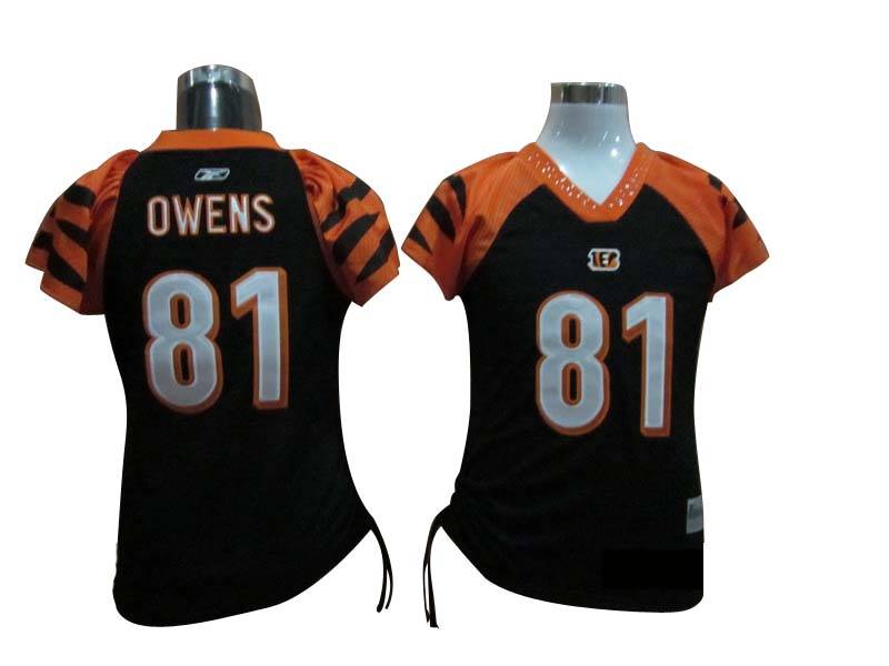 Bengals #81 Terrell Owens Black Women's Field Flirt Stitched NFL Jersey